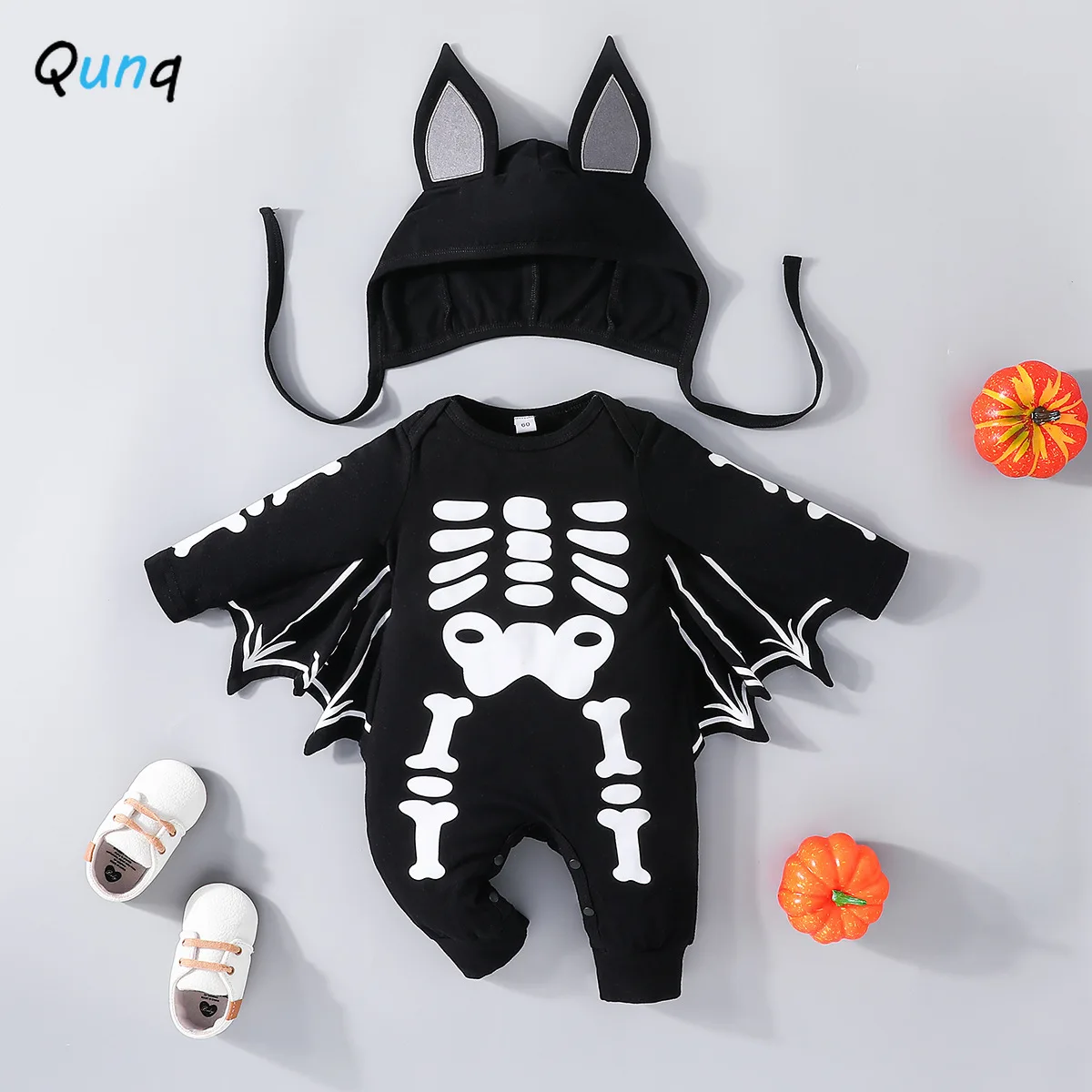 

Qunq 2023 Sprint Autumn New Boy Girls Lovely Halloween Costume O Neck Print Long Sleeve Romper Casual Kids Clouthes Age 1T-3T