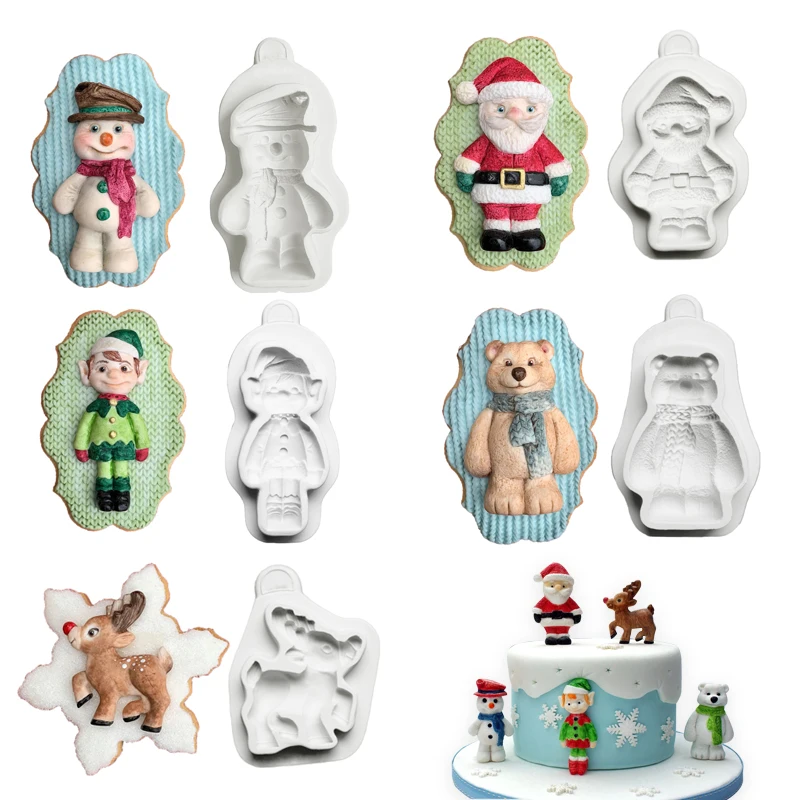 Santa Bear Deer Boy Silicone Candy Craft Moulds Resin Tools Chocolate Cupcake Baking Moulds Fondant Cake Decorating Tools