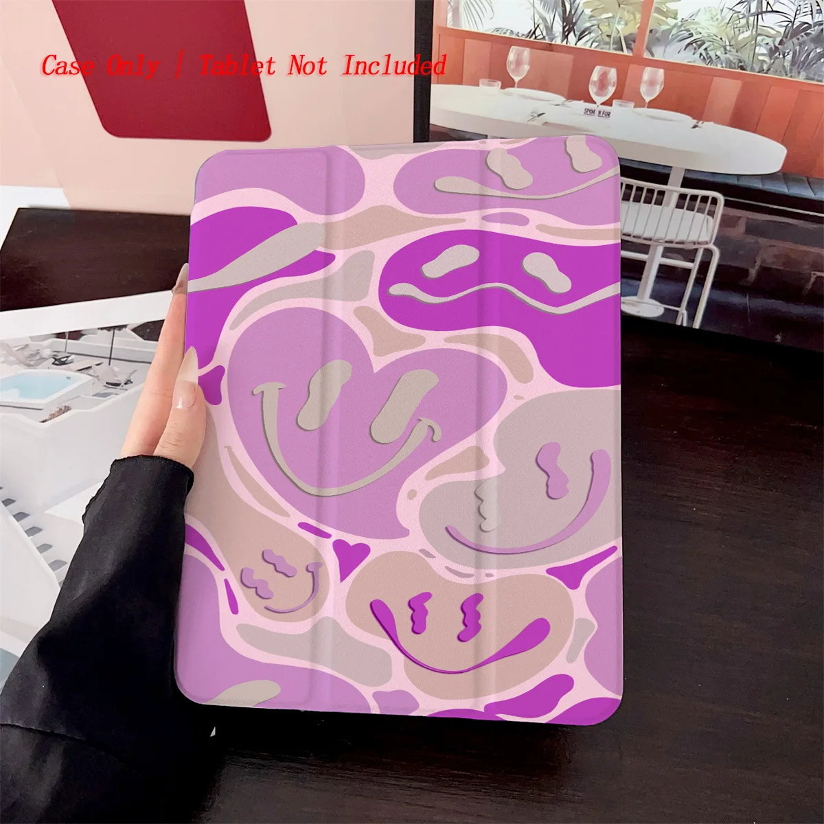 

Purple Spooky Smile Face Pattern iPad Case - 360° Rotatable Foldable Cover for Apple iPad Pro/Air/Mini