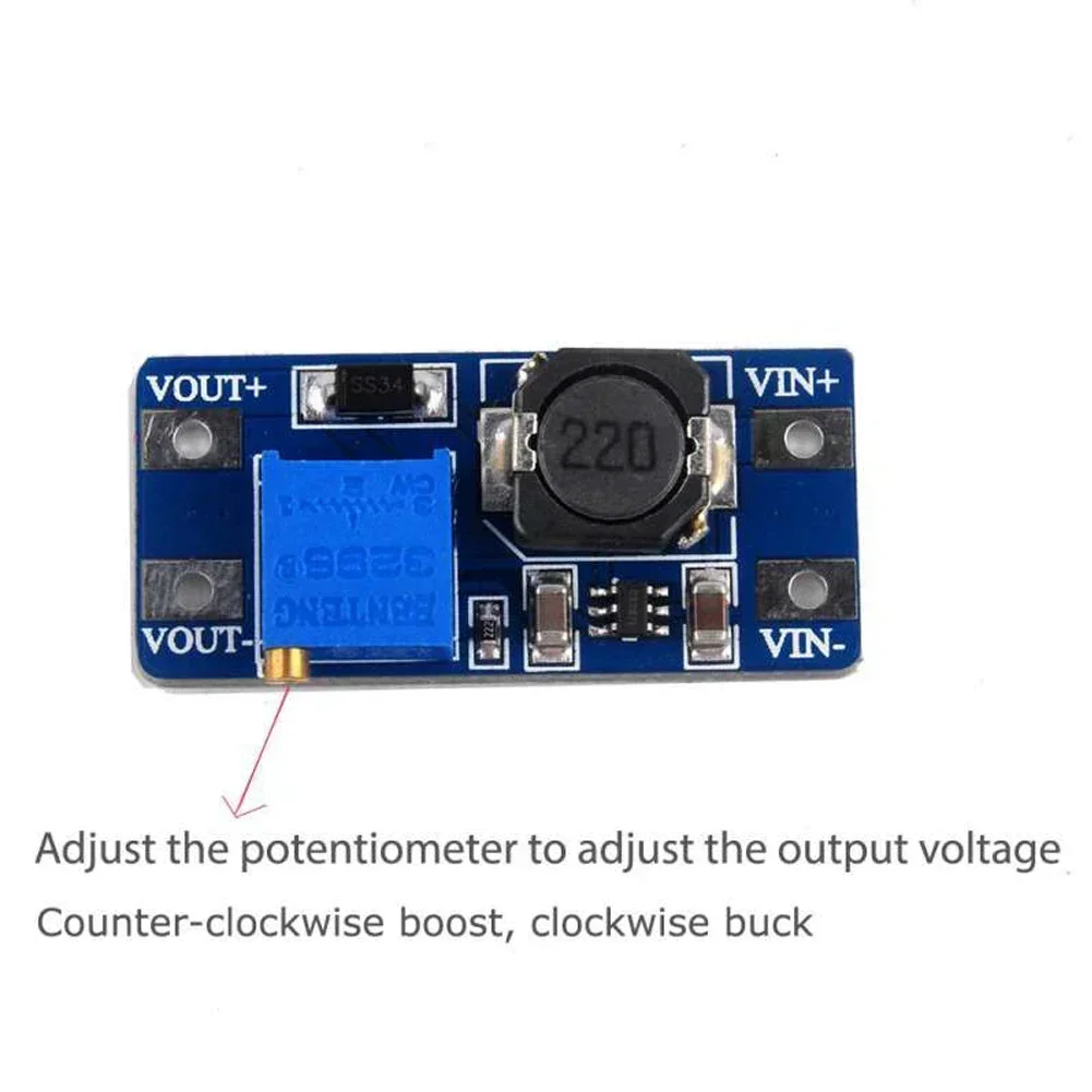 Konverter Step Up MT3608 2A Max DC-DC, modul catu daya Booster untuk Input Arduino 2-24V Output 5/9/12/28V DIY