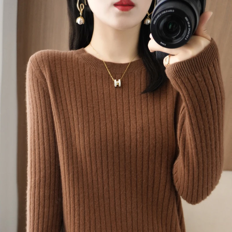 Women's round Neck Knitwear Casual Inner Wear Casual Style Long Sleeve Polyester Wool Blend Comfortable Fit  Color Top
