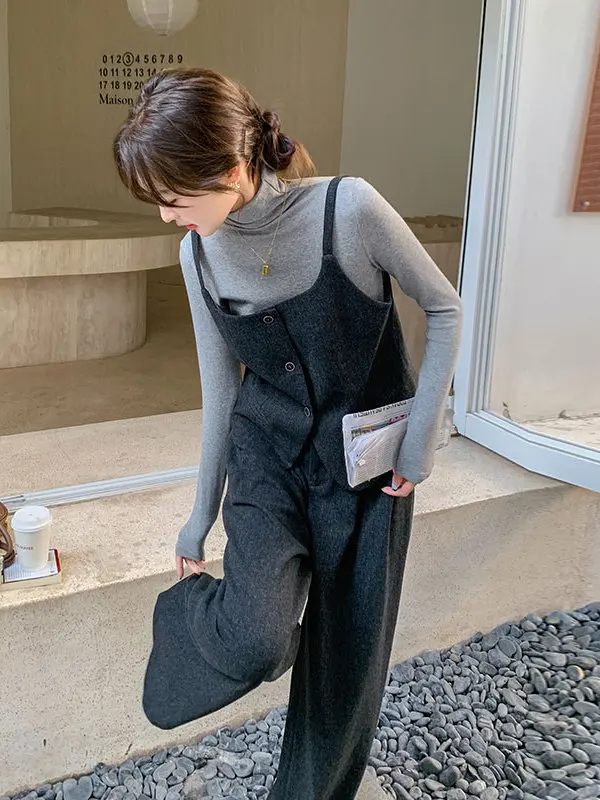 

Cashmere Vest Set Pants Women's Autumn Winter Fashion Korean Style Three-piece Suite Rich Girl Fragrance Style Ense...