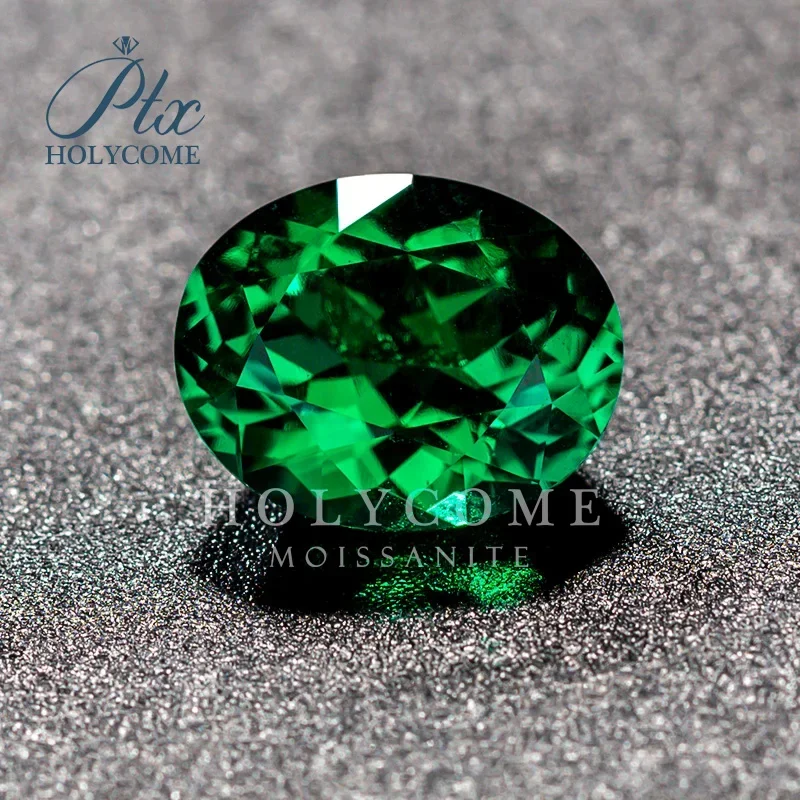 Holycome Brilliant Green Oval Cut Hot Sale Lab Grown Emerald Loose Moissanite VVS1 AGL Certificated Diamond Beads Factory Supply