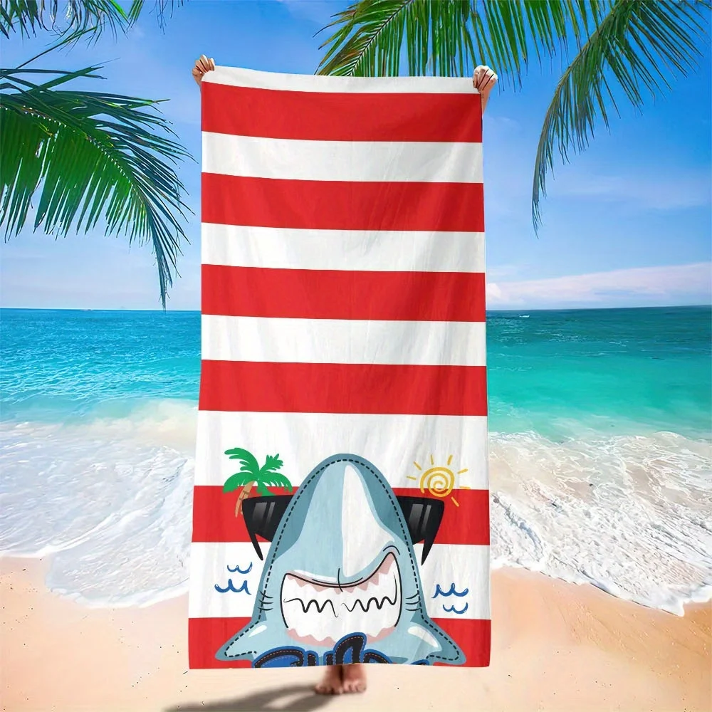 Cute Crab Beach Towel Striped Summer Quick Dry Microfiber Large Sandproof Towel for Swimming Pool Vacation Travel Essentials