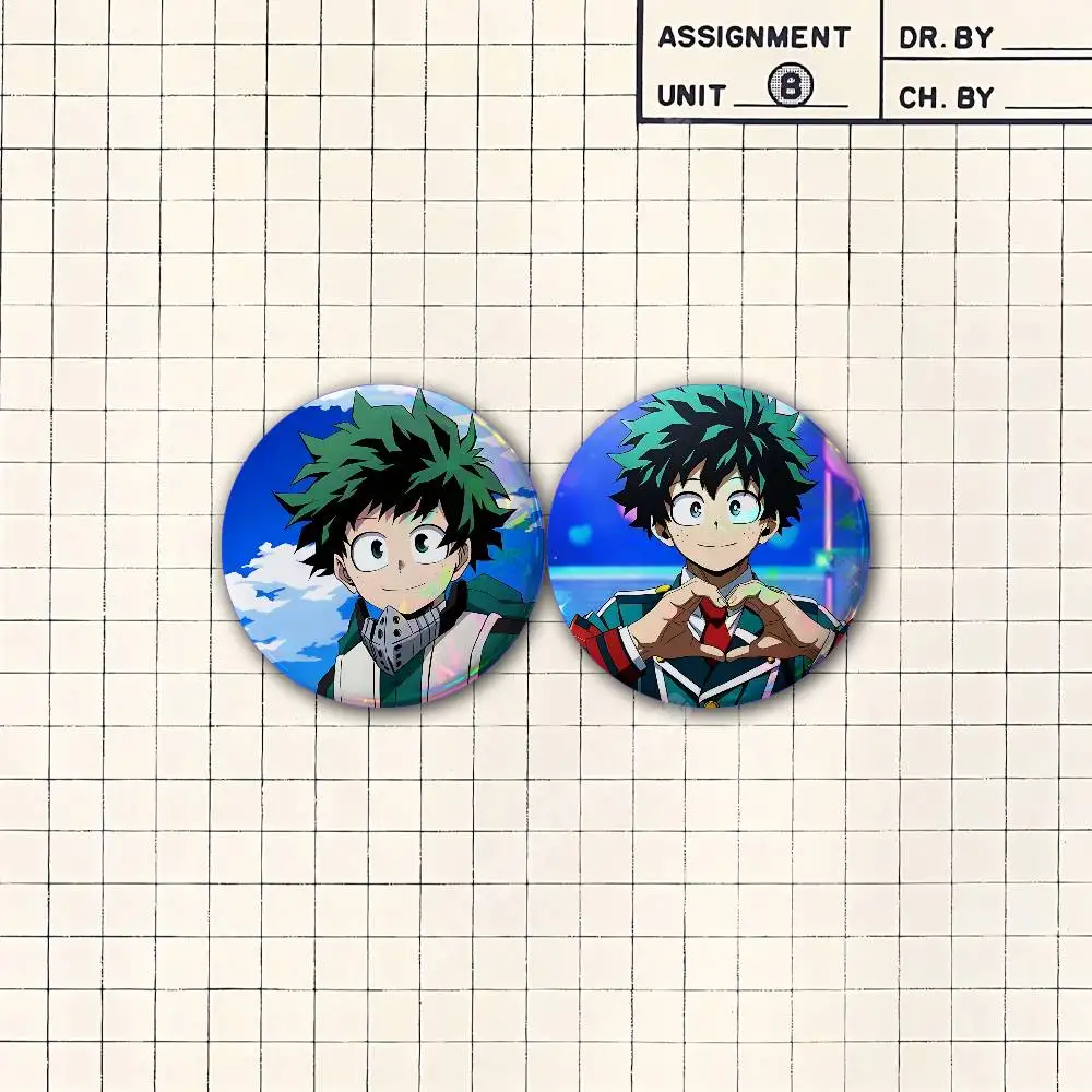 Midoriya Izuku MHA H-Hero A-Academia Button Badge 2PC Sets for Bags & Clothes & Accessories Metal Pin Stylish Decoration