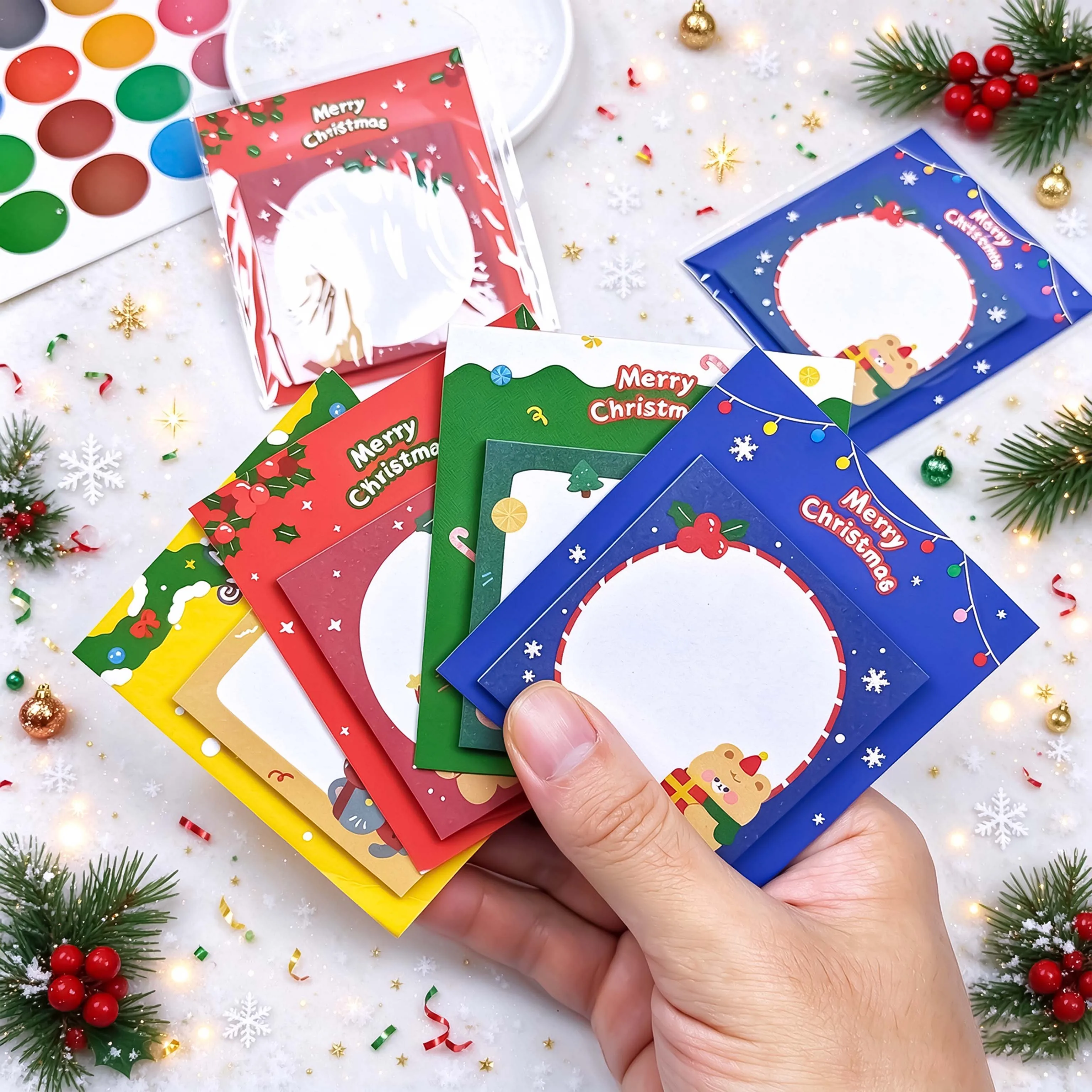 1/2/4 Pieces Adhesive Kawaii Christmas Sticky Notes Notepad Memo Pad Stationery Sticker