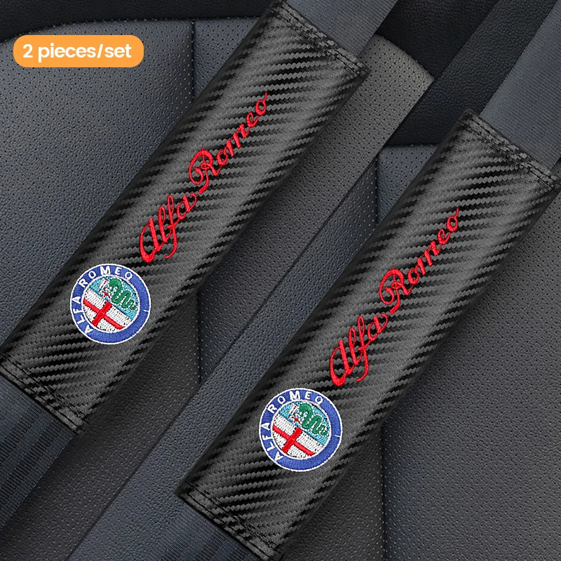 Car Styling Seat Belt Cover Leather Seatbelt Shoulder Strap Protector Pads For Alfa Romeo Sportiva 147 156 166 159 GT Giulietta