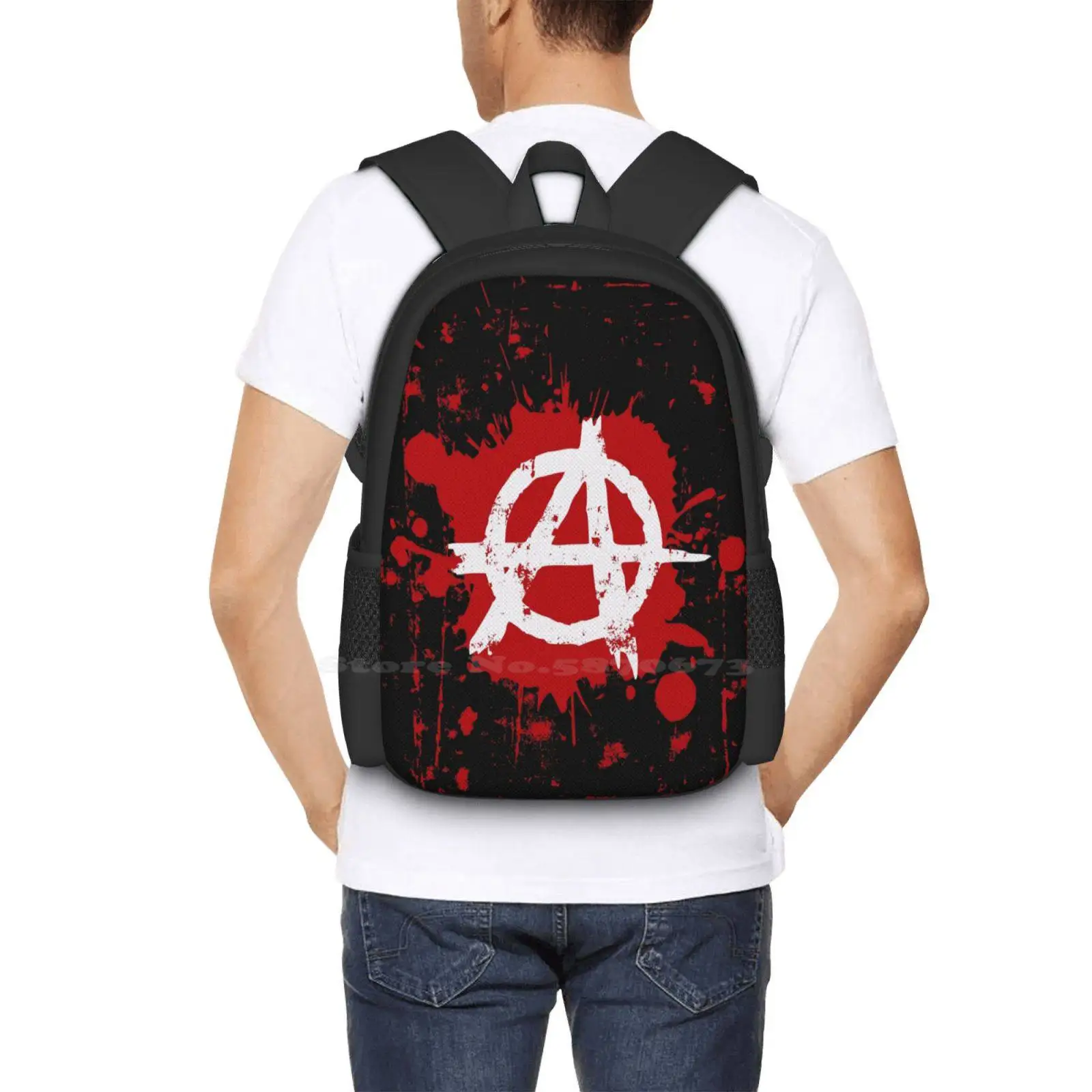 Anarchy Pattern Design Bagpack School Bags Anarchy Punks And Roll Rebellion Gothic Blood Squat