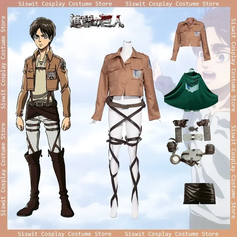 

Anime Attack on Titan Cosplay Costume Recon Corps Jacket Leather Skirt Belts Cloak Prop Accessories Full Set Party Carnival Suit