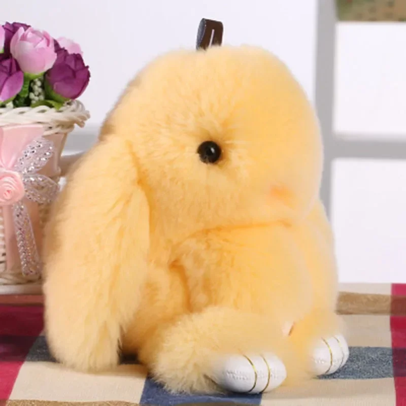 Echtes Kaninchenfell, hochwertiger süßer flauschiger Hasen-Taschenanhänger, schönes Kaninchen-Tier-Spielzeug, Geschenk für Mädchen für Taschen, Kawaii-Plüsch