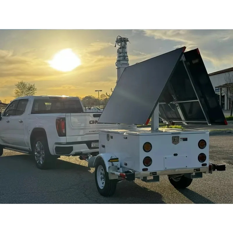 Solar-Powered Surveillance Trailer With  Security Camera 4K Wifi CCTV Tower Remote Monitoring For Mining Site