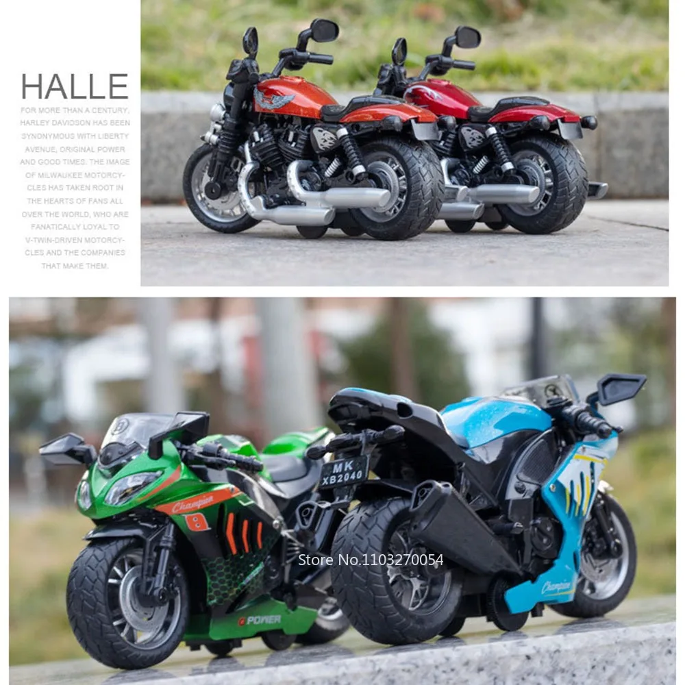 1/12 Kawasaki NIJIA ZX-6R รถจักรยานยนต์รถของเล่นโลหะผสม Diecast Q-รุ่นด้านหน้าหมุนยางยางเสียงของขวัญสําหรับเด็ก