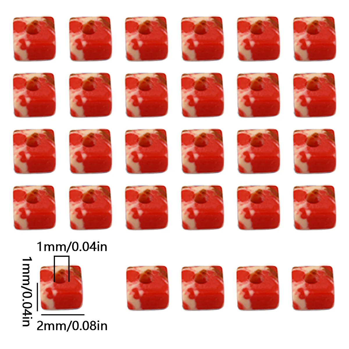 1x2mm110Pcs Red Imperial Jasper Cube Natural Stone Loose Beads For Jewelry Making Bracelet Necklace Keychain DIY Accessories