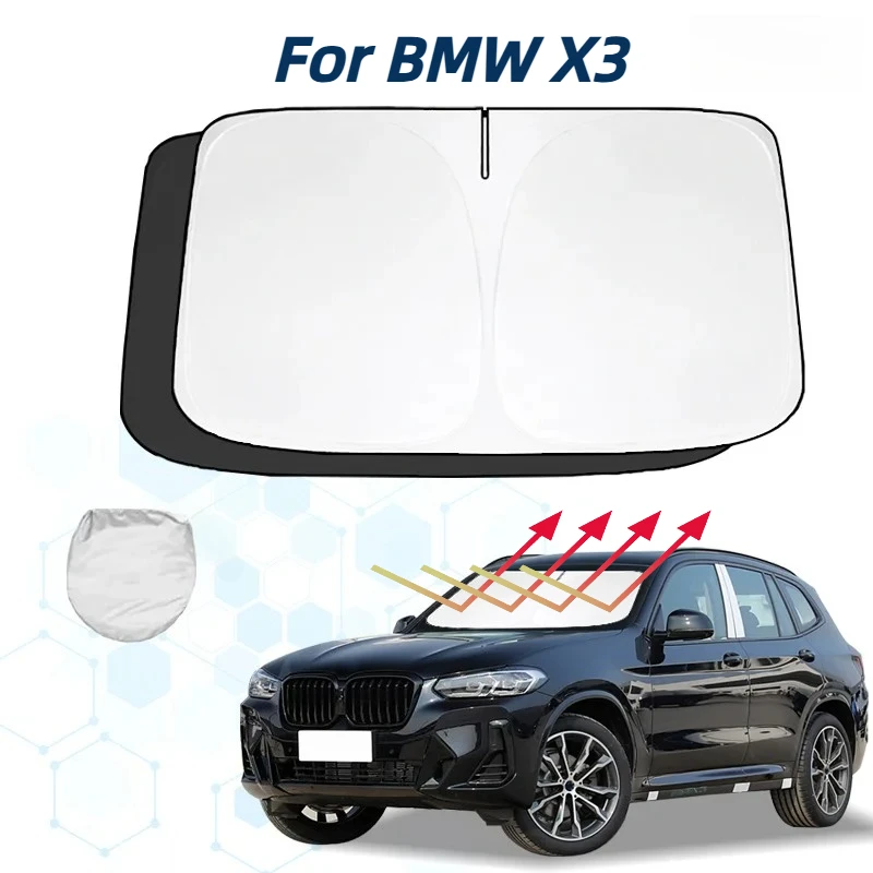 

For BMW X3 E83 F25 G01 G08 Windshield Sun Shade Sunshade Sun Visor Protector Foldable Blocks UV Rays Keep Your Car Cooler