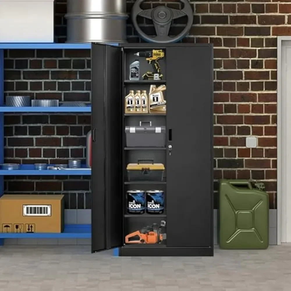 Metal Storage Cabinet 71” with 2 Doors and 5 Adjustable Shelves, Tall Cabinets Lockable, Garage Steel Locking Cabinet image 5