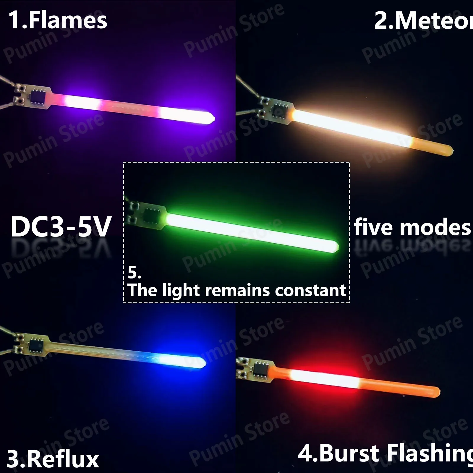 New 1-100PCS 3-5V Led Filament Meteor Shower Flowing Water Candle Edison Bulb 5 Modes Christmas Decoration Bulb Warning Filament