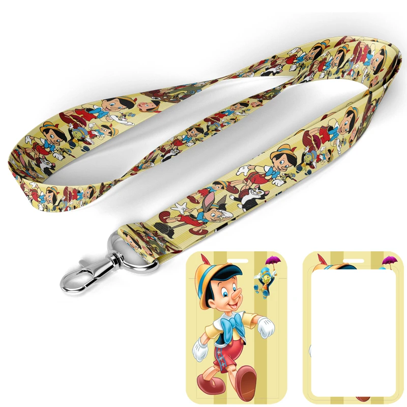 D1405 Anime Puppet Boy Pinocchio Lanyard Keychain Rope ID Card Holder Badge Holder Neck Strap Key Cord Lariat Friend Kids Gift