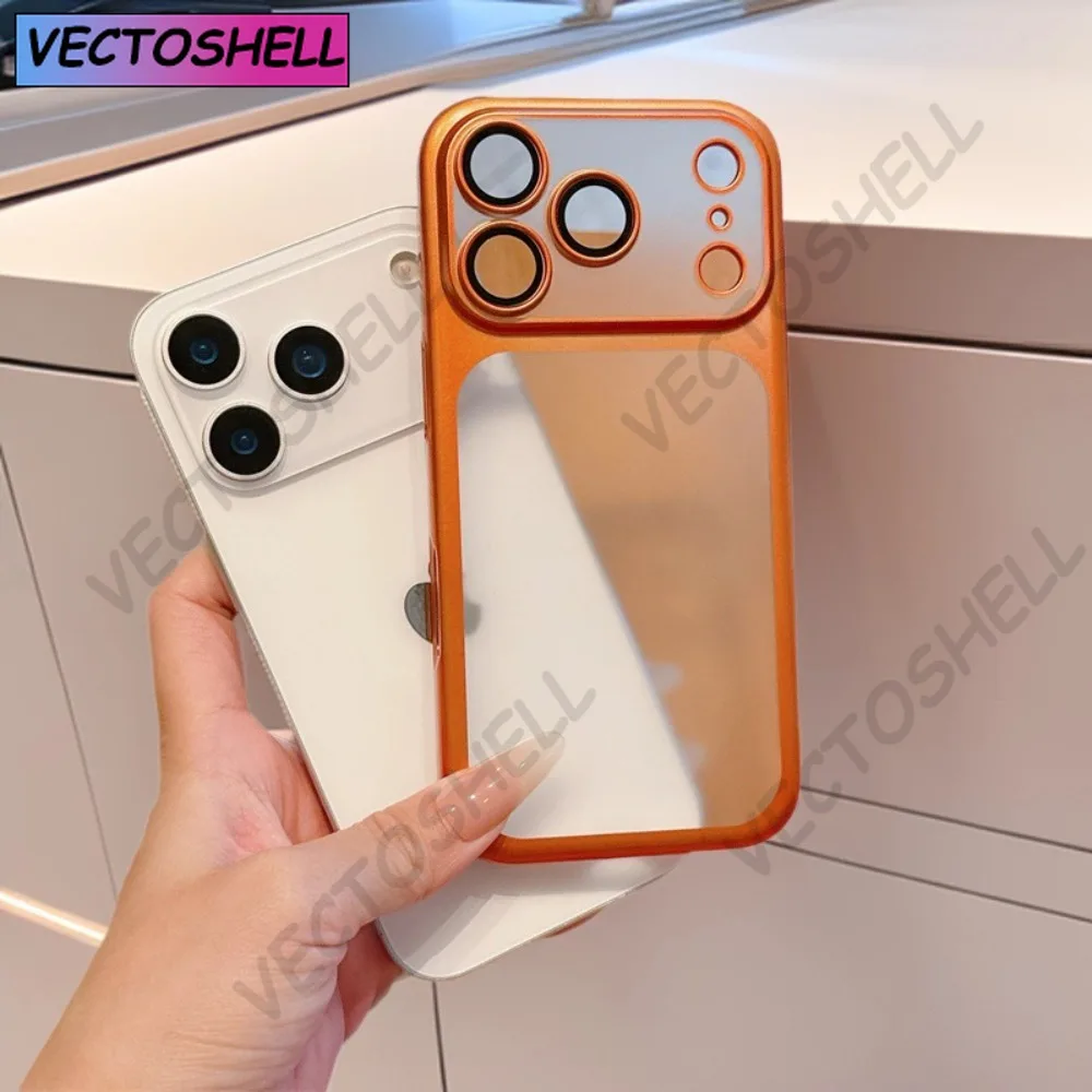 

Official Cosmic Orange Plating Frosted Translucent Thin Case For iPhone16 15 14 13 12ProMax Air Series Bumper Cover for 17Case