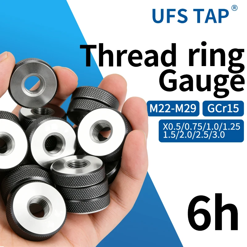 UFS 1SET(1*GO+1*NOGO) 6h M22-M29 X0.5/0.75/1.0/1.25/1.5/2.0/2.5/3.0 Non-Standard Metric Fine Tooth Thread Ring Gauge Measure