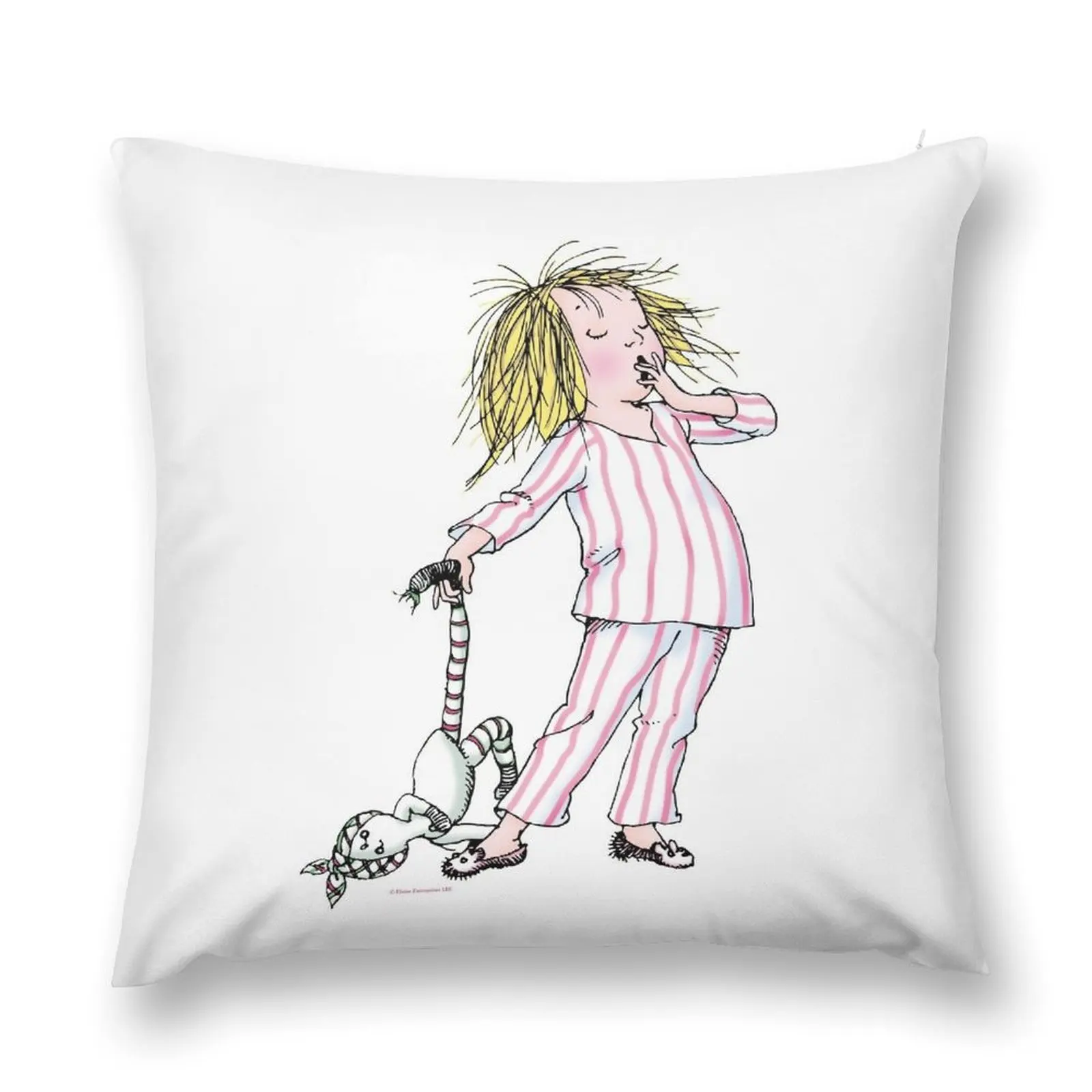 Yawning Eloise in her Pajamas Throw Pillow pillows decor home pillow cover luxury Pillow Cases