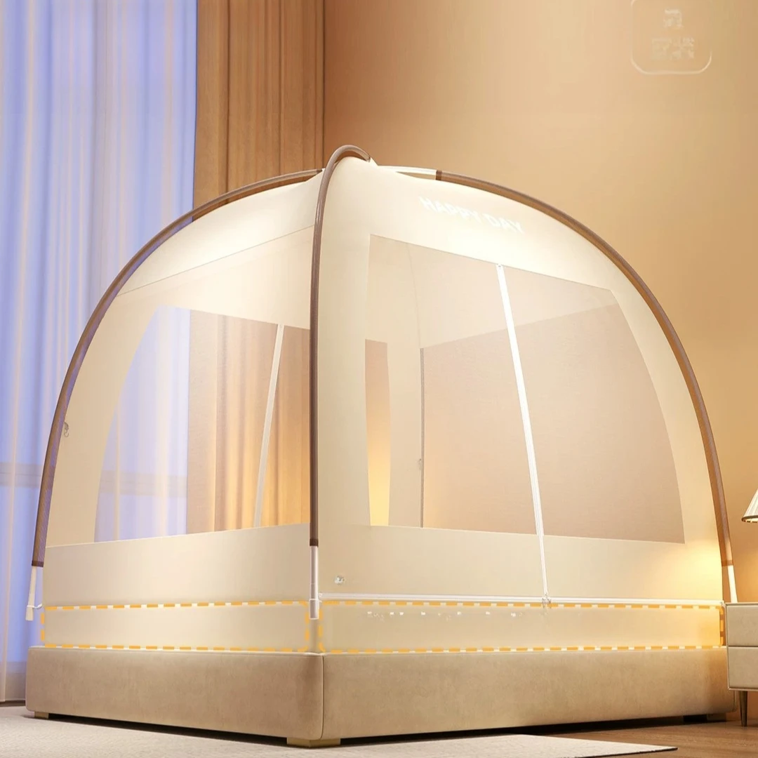 Summer Full-face Yurt Mosquito Net Encrypted Mesh Breathable Anti-mosquito Bed Tent Large Space Full-bottom Foldable Bed Canopy