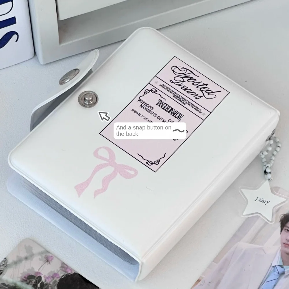 

Альбом для карточек с милым пудингом и щенком, бант Love, 3-дюймовый мини-переплет для фотокарт, ПВХ с 16 внутренними страницами, идол-карта, коллекционная книга