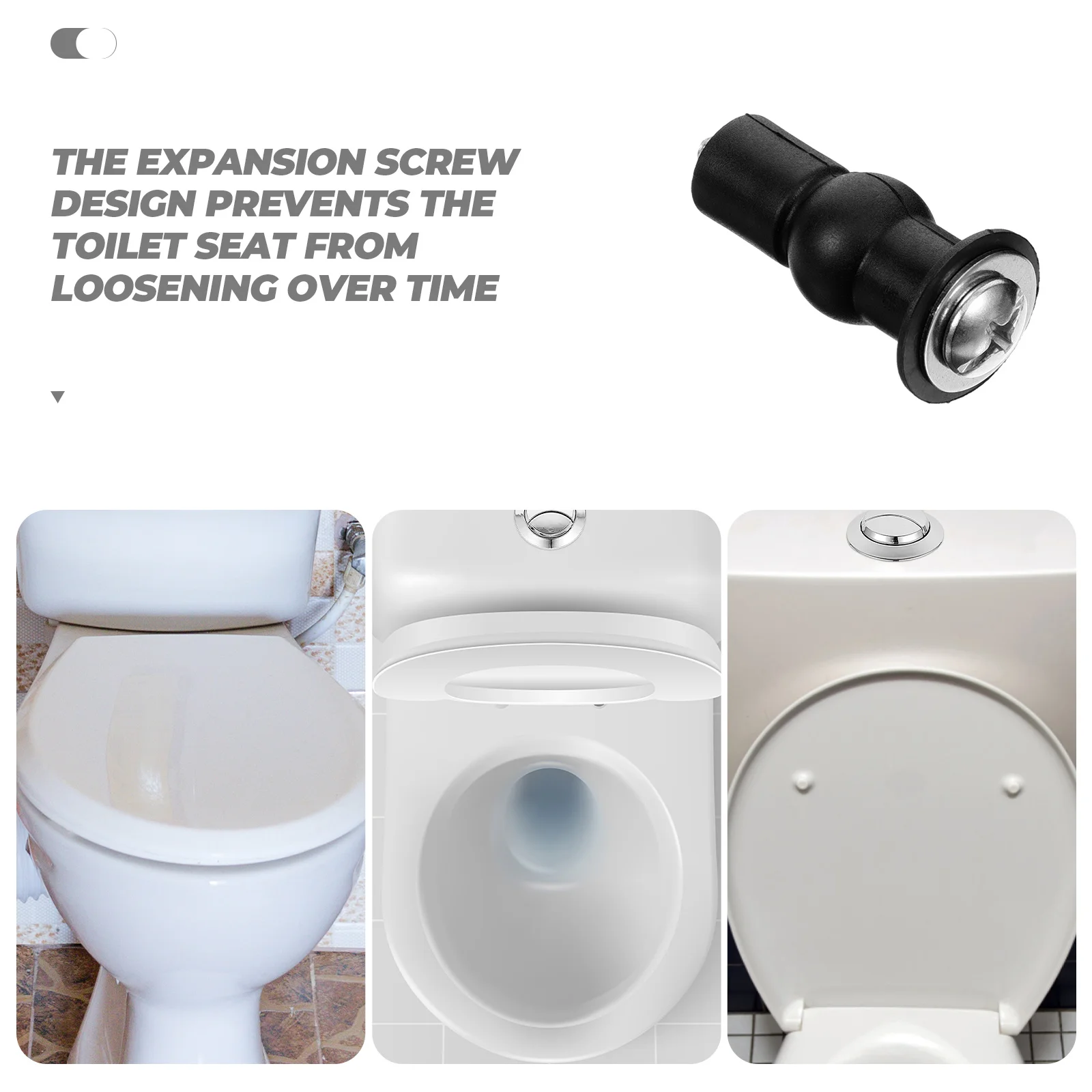 

2 Pcs Toilet Seat Fixing Screws Expansion Design Rubber Bolts Universal Mounting Supplies Black Covers Bathroom Accessories
