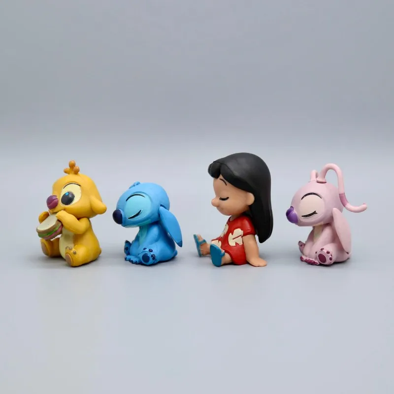 

4pcs Kawaii Lilo & Stitch Angel Figures Toys Set Disney Reuben 625 Anime Decorations For Room Figure Pvc Mini Collectible Dolls