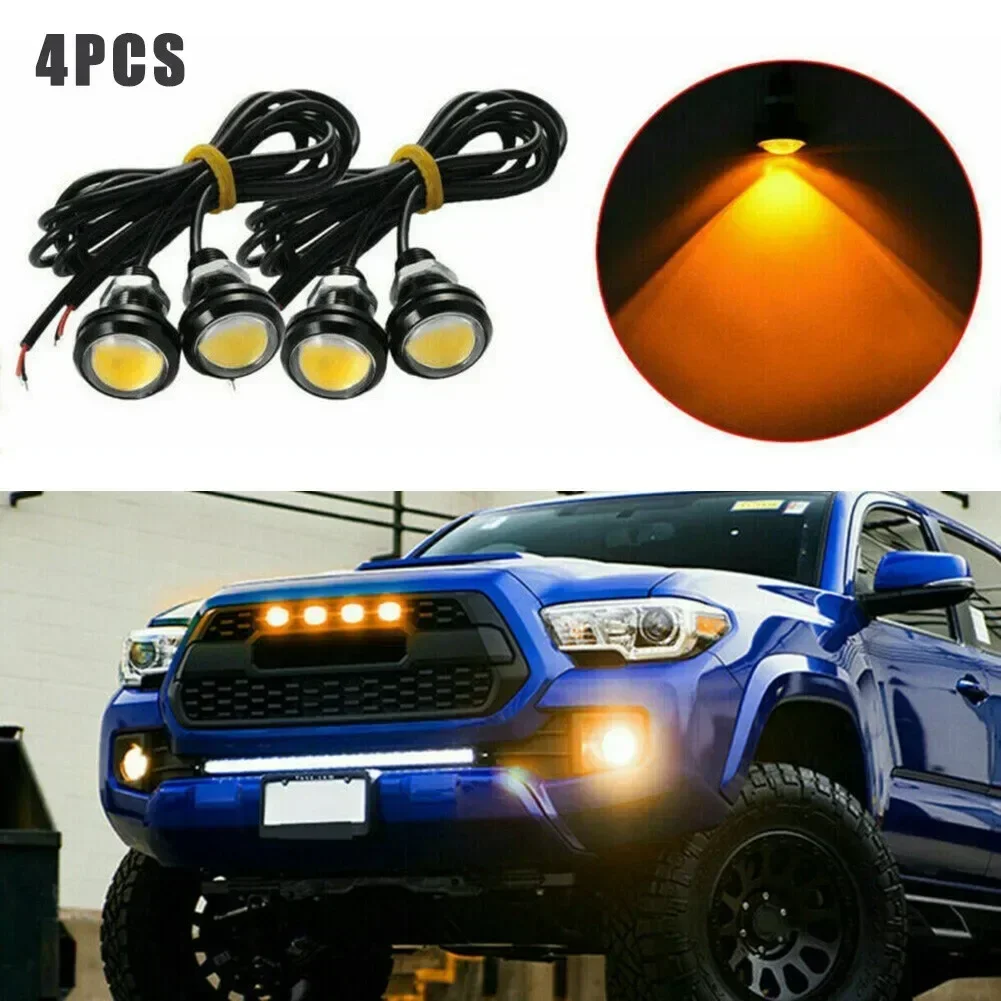 VERYUS 4pcs LED Grille Lighting Kit Auto Truck Eagle Eye Light For Ford SUV Raptor SVT-Style Universal Amber Car Grille Lighting