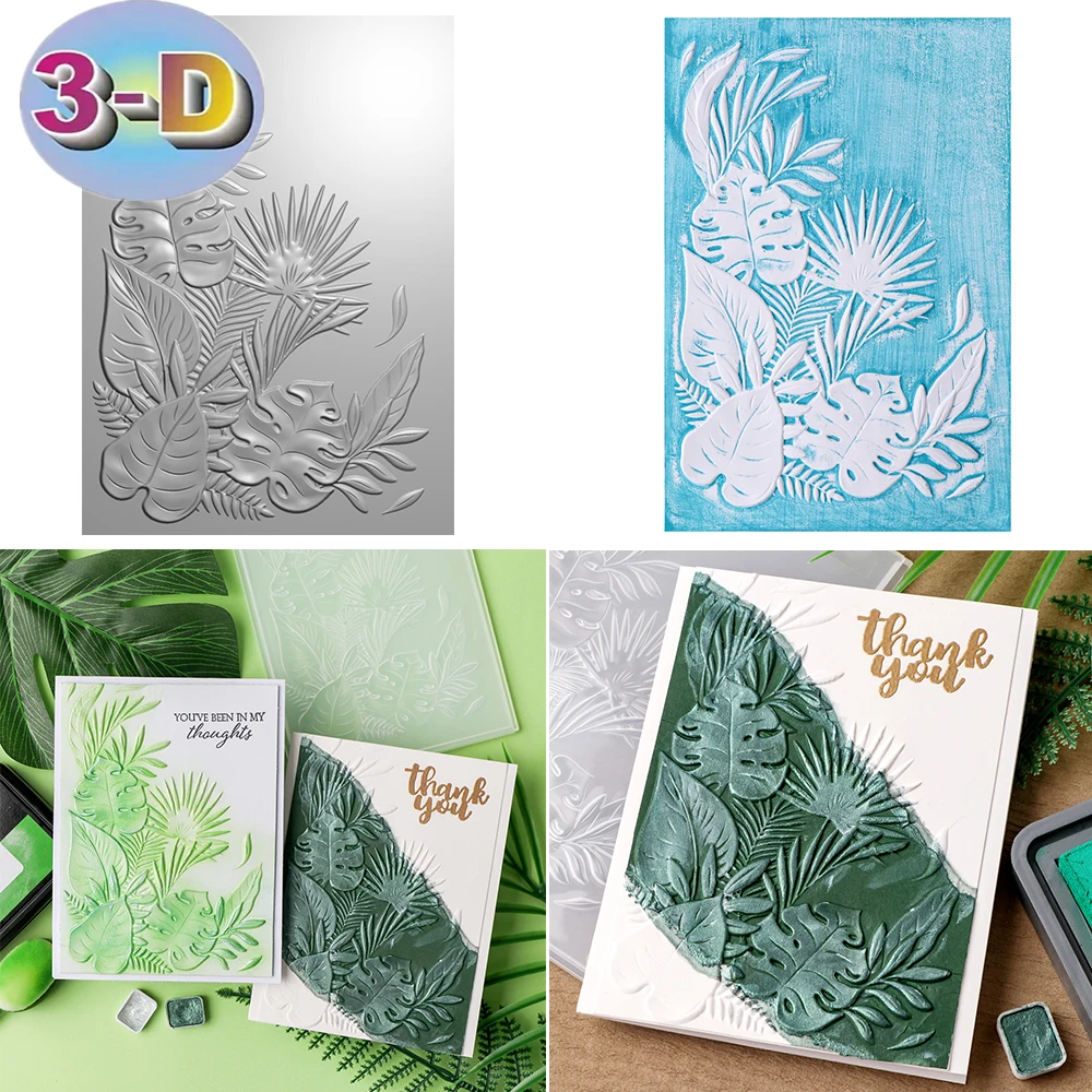 New 3D Embossing Folder Tropic Leaves Corner Pattern Background For Adding Textured Detail To Paper Crafting DIY Project Making