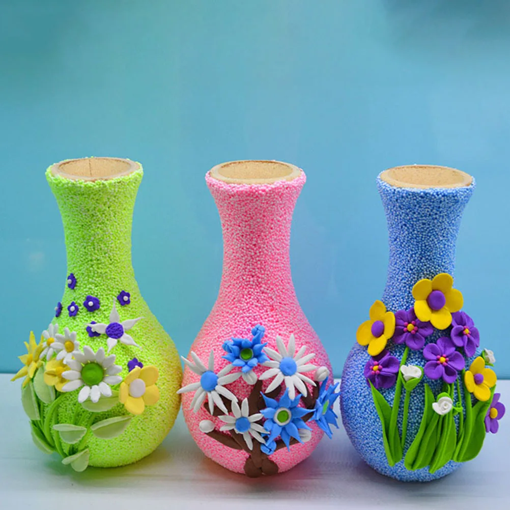 

4Pcs Kids Handmade Wooden Flower Vases DIY Unfinished Painted Wood Vases Home Decor Wood Flower Vase Handmade Vase Decor