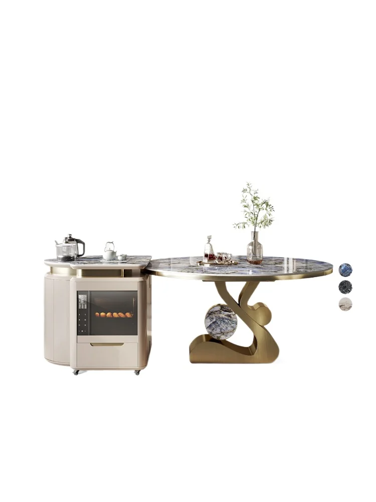 

Fangyuan dual-purpose retractable dining table rock slab island integrated multi-functional advanced light luxury separation