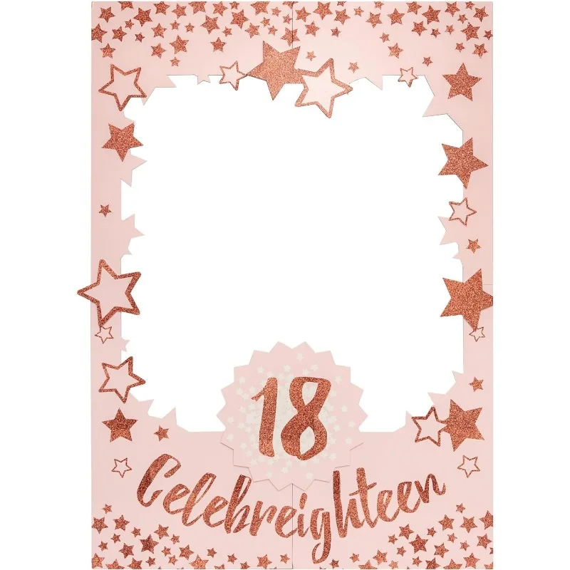 18th Birthday Party Photo Frame Decorations Rose Gold Selfie Props for Eighteen Girls Happy Birthday Party Anniversary Supplies