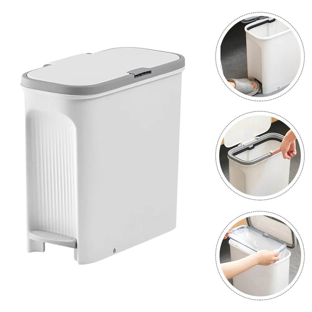 

Press Type Oval Trash Can Household Waste Bin Thick Plastic Step Trash Can Small Garbage Bin with Lid for Kitchen Bathroom