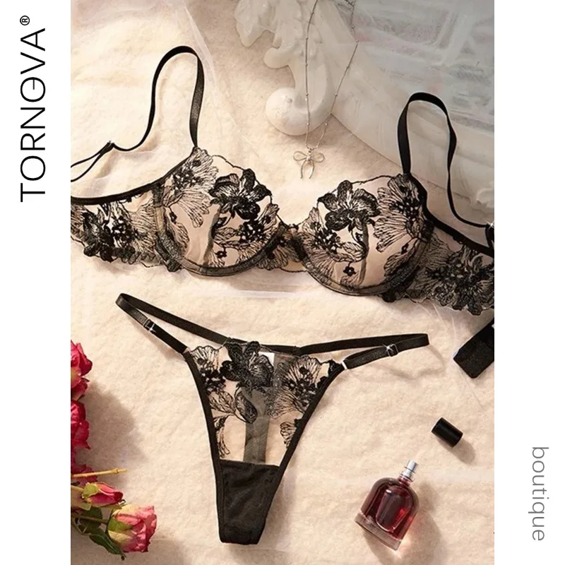 Tornova malha floral sexy lingerie calcinha modelo fino bordado transparente interessante renda erótica encantadora roupa interior adulto terno