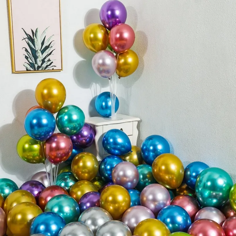 

10PCS 5/10/12inch Latex Balloon Gold Silver Black Pink Ramadan Balloon Wedding Happy Birthday Metallic Chrome Ballon Decoration