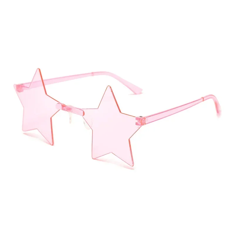 Star Shape Sun Glasses Ultra Light Funny Pentagram Candy Colors One-Piece Eyewear Decoration Party Rimless Sunglasses UV400