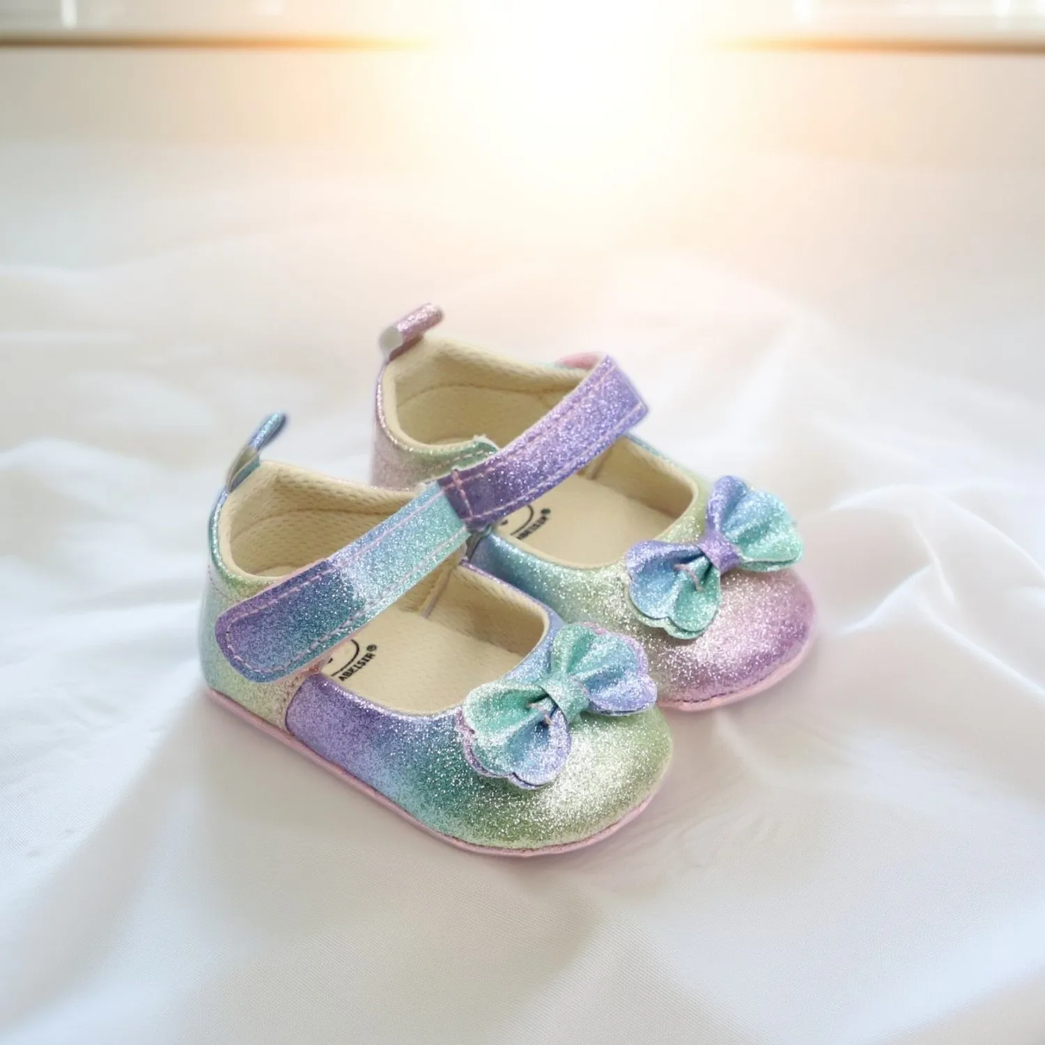 

Baby Toddler Shoes, Cute Glitter Colorful Bow Baby Girl Casual Walking Shoes, Lightweight and Non-Slip, Suitable for Daily Use & Vacation Wear, Spring & Fall