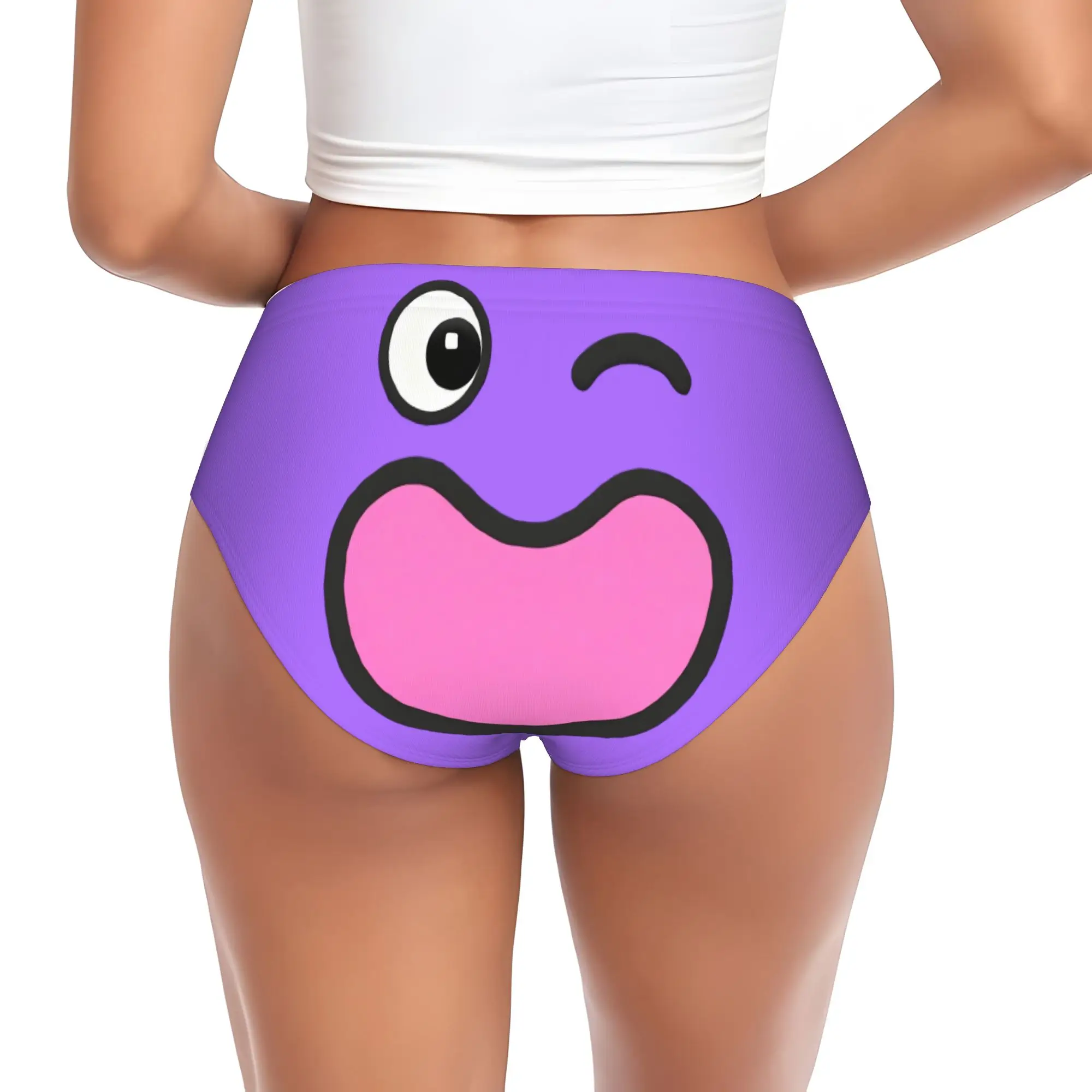 Custom Funny Expression Face  Brief Panties Women's Breathable  Underwear