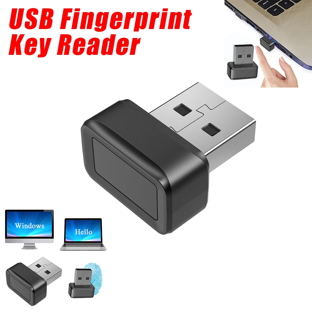 

USB Fingerprint Key Reader FIDO U2F Biometric Mini Security Key Dongle Windows Hello Anti-Spoofing 360° Touch for PC Or Laptop