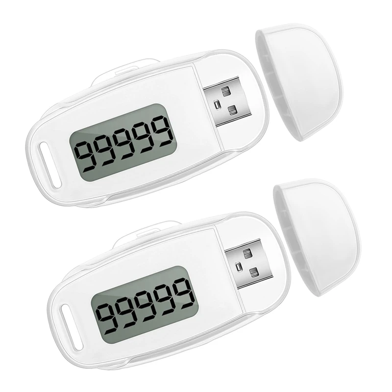 

2Pcs 3D Pedometer Step Counter For Walking USB Rechargeable Step Tracker With Removable Clip And Lanyard Durable Easy Install