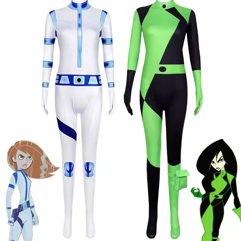 

Kim Shego Cosplay Possible Anime Cartoon Series Superhero Jumpsuit Costume Wig Halloween Anti-hero Villainess Uniform Roleplay