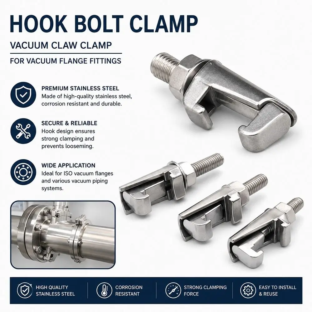 1Pcs M8 M10 M12 ISO Double Claw Clamp 304 Stainless Steel ISO-K Flanges Hook Type Bolt Clamp Quick Mount Hook Type