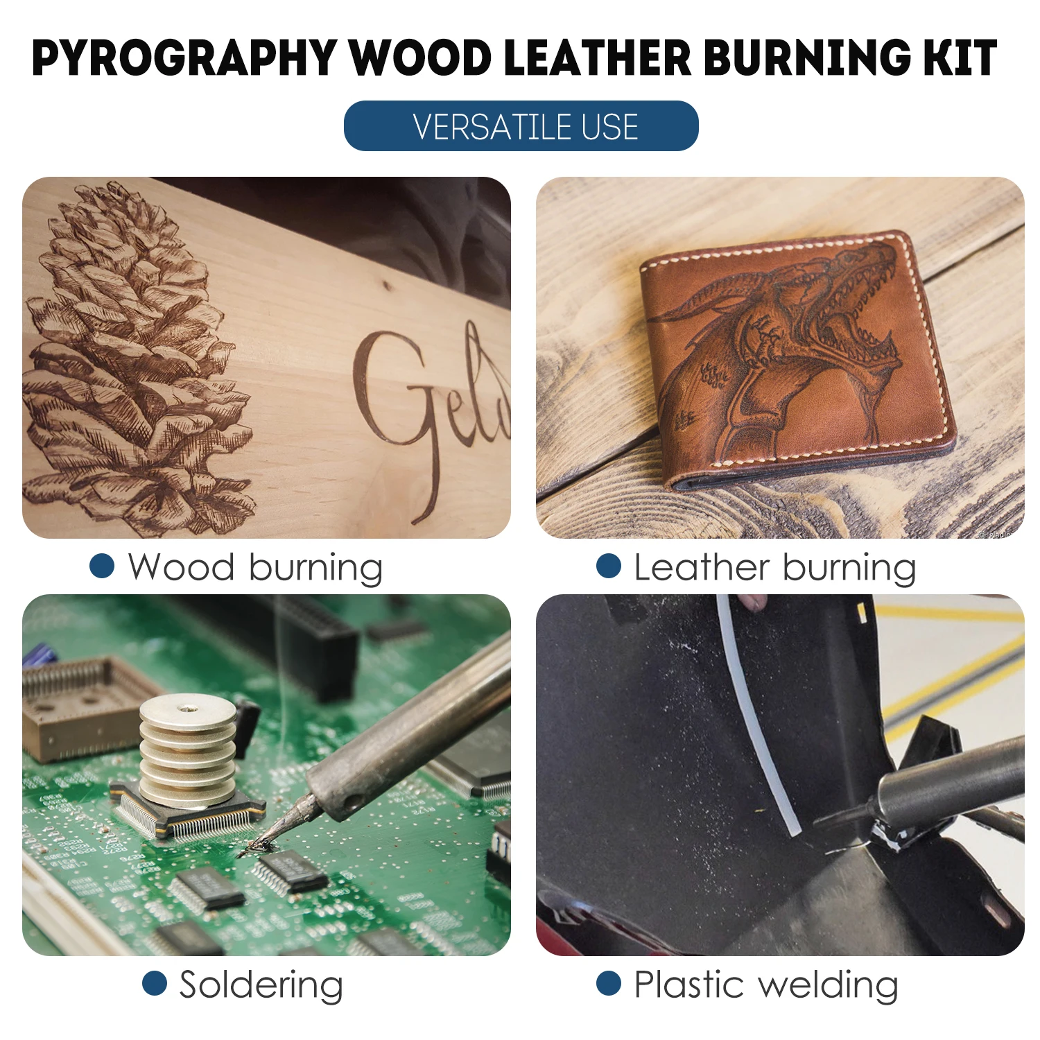 60W 220V 55-Piece Woodburner Pyrography Wood Leather Burning Tool Kit Adjustable Temperature 32℉ to1472℉ Electric Soldering Iron