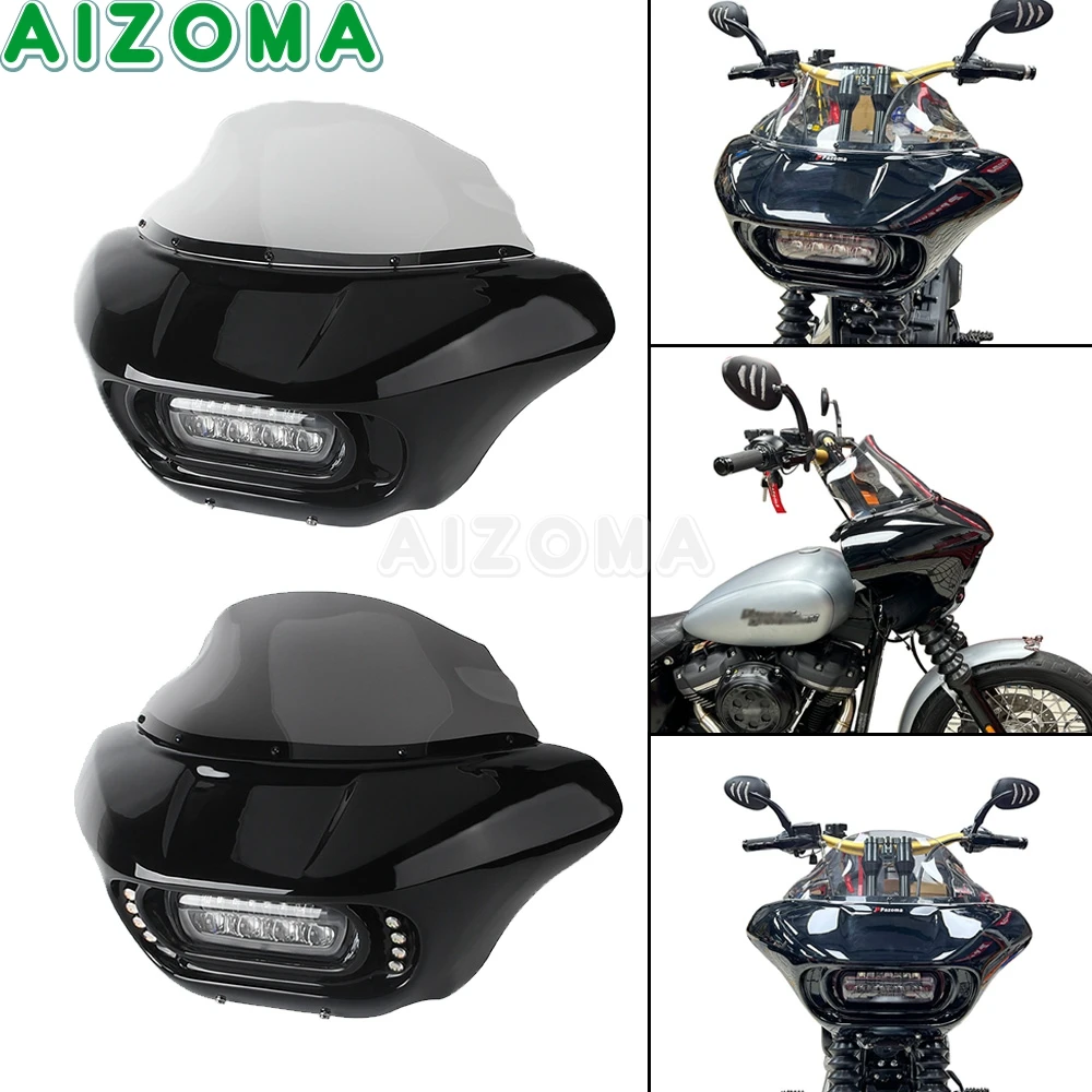 For Harley Softail M8 Street Bob Low Rider Standrad Motorcycle Headlight Fairing Cowl Cover 9