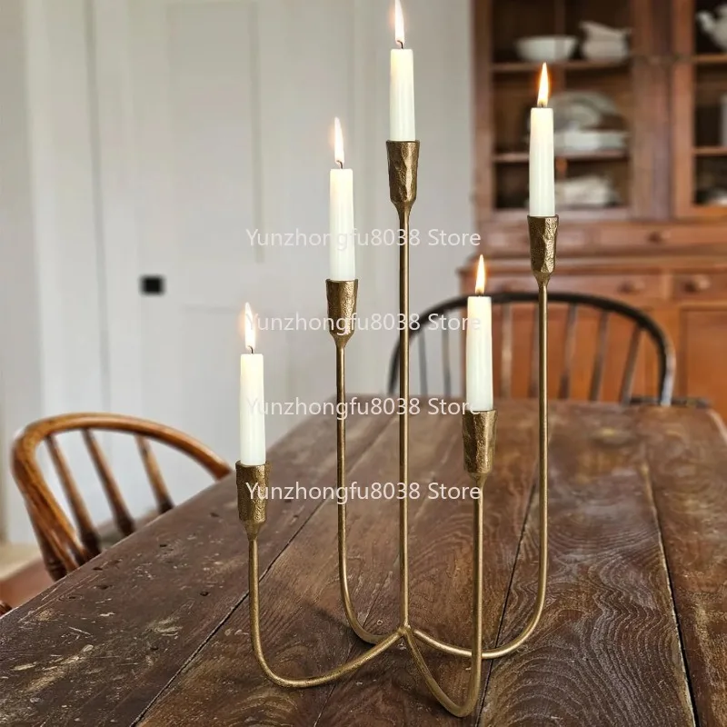 

5-Candle Cast Iron Metal Candelabra Candlestick Holders 15 inch Tall Candle Holder Wedding Event Candelabra Candle Stand