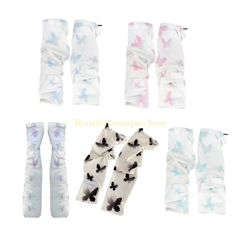 

U4LF Breathable Ice Silk Arm Sleeves for Women Butterfly Pattern for Summer Outdoor Adventures
