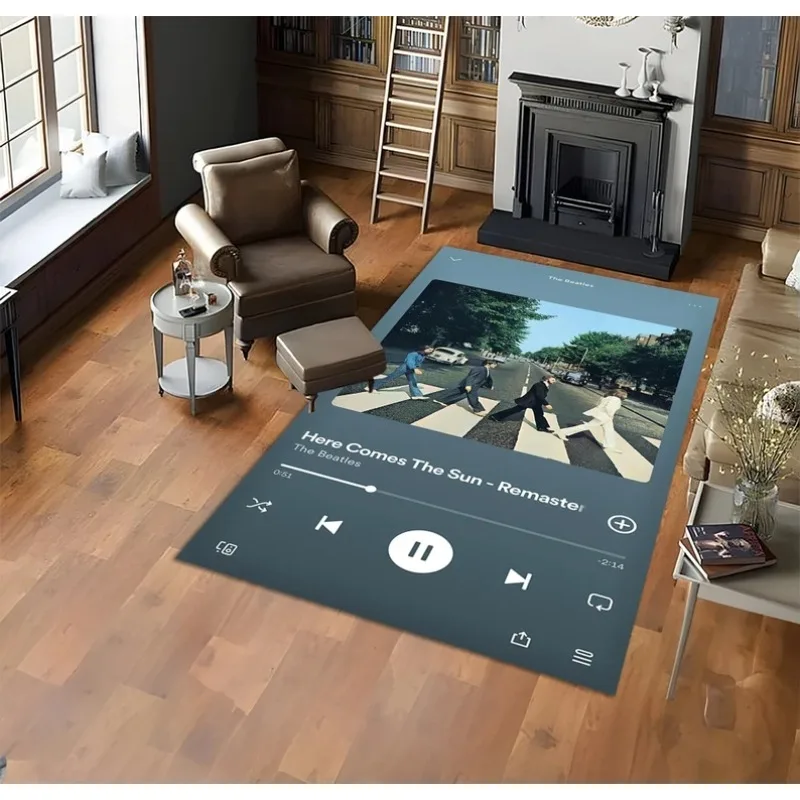 Digital Music Streaming App Area Rugs Favorite Music Album Playing Screen Capture Printed Rug Gift for Music Lovers Decorate