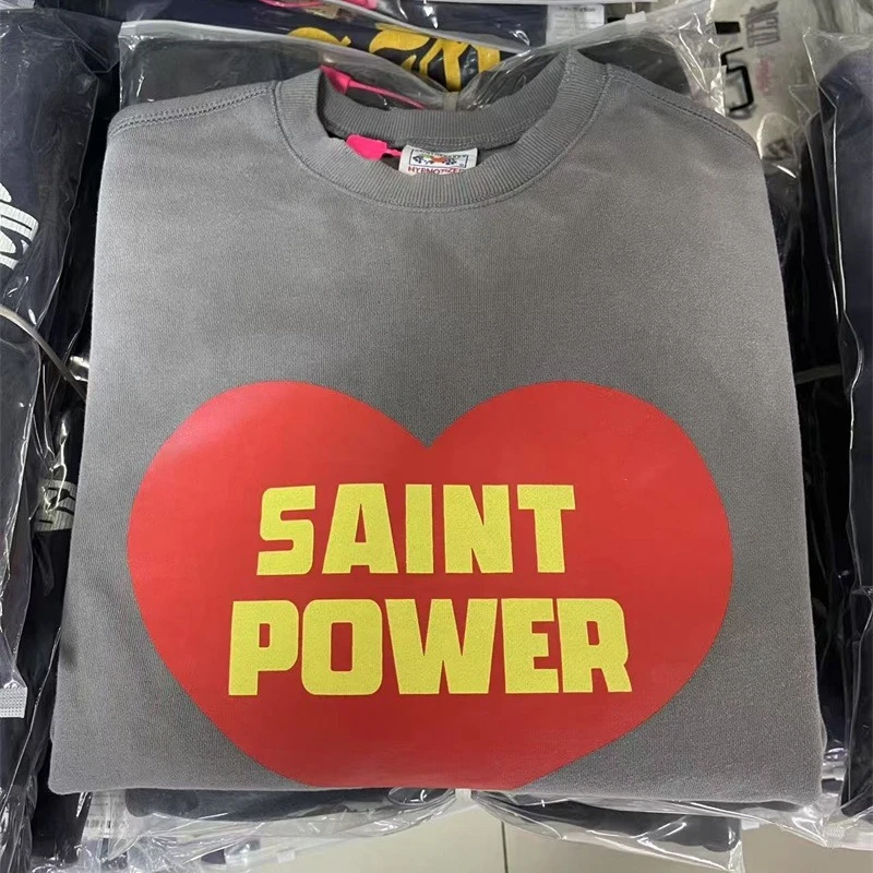 Washed Saint Michael POWRER Hoodies Men Women Oversized Destroy Sweatshirt