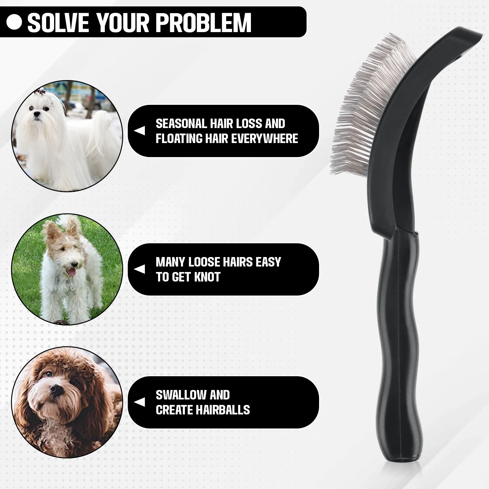 1/2 Stück Mittelgroßer bis Großer Tierpflegekamm, Haarbürste, Entfernt Lose Haare, Großer Dichter Tiermassagekamm, Universeller Pflegekamm für Katzen und Hunde, Glättet das Haar – Detail 7